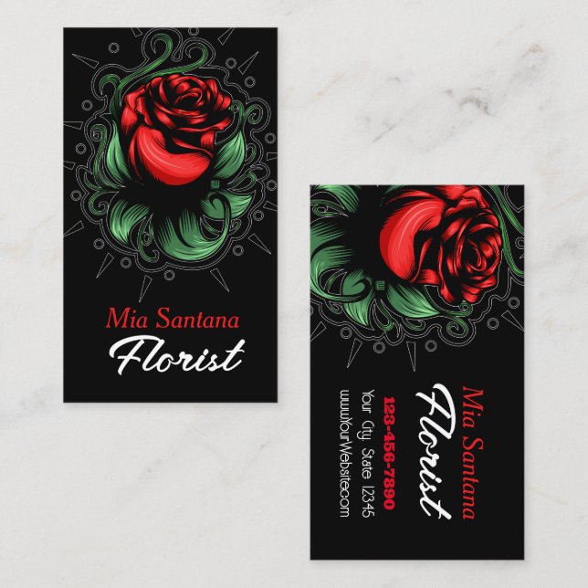 Tarjeta De Visita Rosa florista asombroso (Anverso / Reverso)