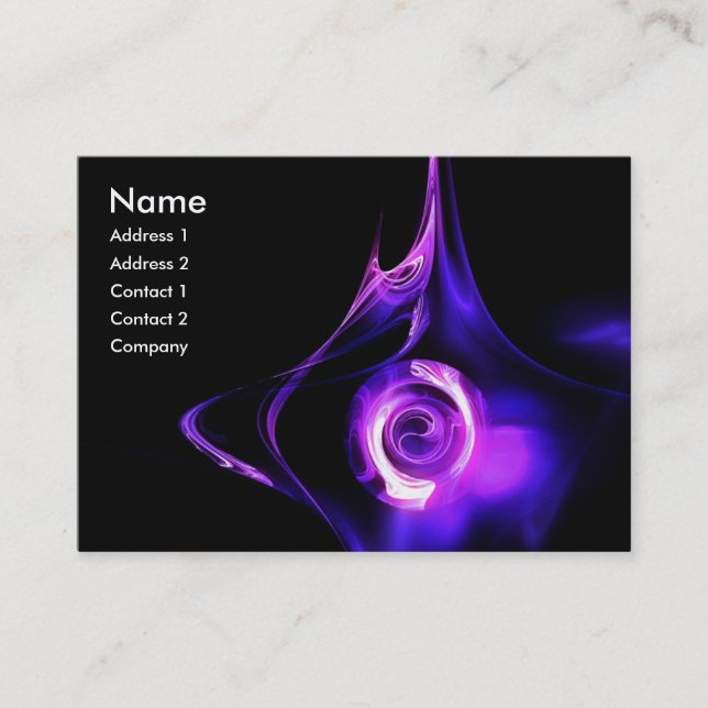 Tarjeta De Visita Rosa FRACTAL 1 blanco morado azul brillante (Anverso)