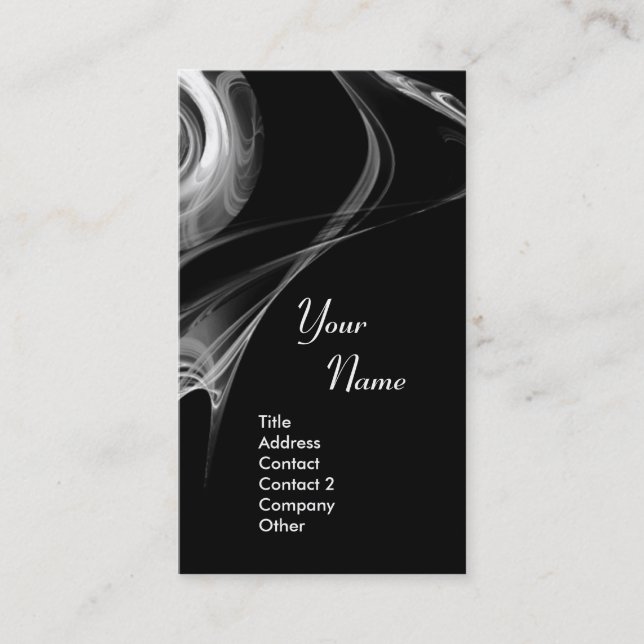 Tarjeta De Visita Rosa FRACTAL 3 gris claro negro y blanco (Anverso)