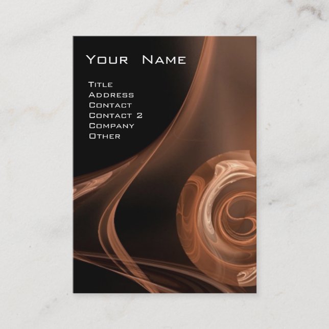 Tarjeta De Visita Rosa FRACTAL 3 negro marrón claro brillante (Anverso)