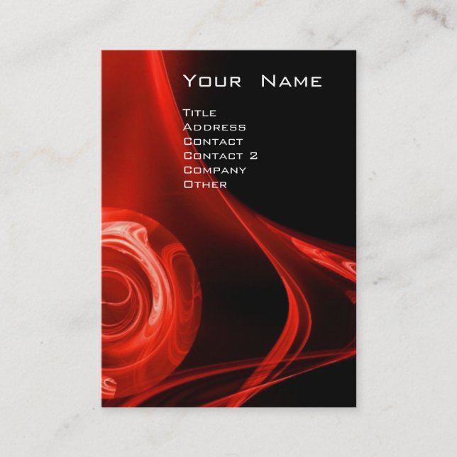 Tarjeta De Visita Rosa FRACTAL 3 negro rojo brillante (Anverso)