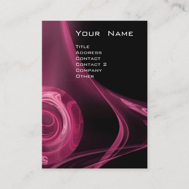 Tarjeta De Visita Rosa FRACTAL 3 negro rosa suave y antiguo (Anverso)