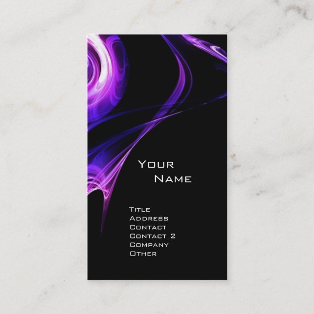 Tarjeta De Visita Rosa FRACTAL 3 violeta azul brillante negro (Anverso)