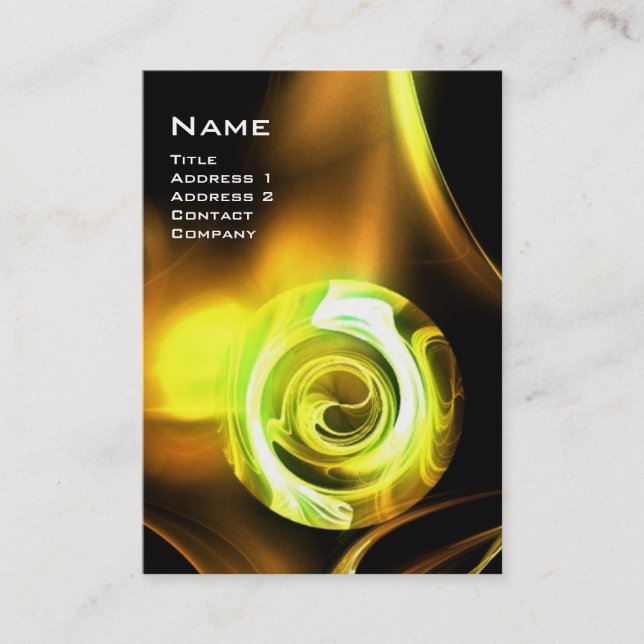 Tarjeta De Visita Rosa FRACTAL 4 MONOGRAM amarillo claro negro (Anverso)