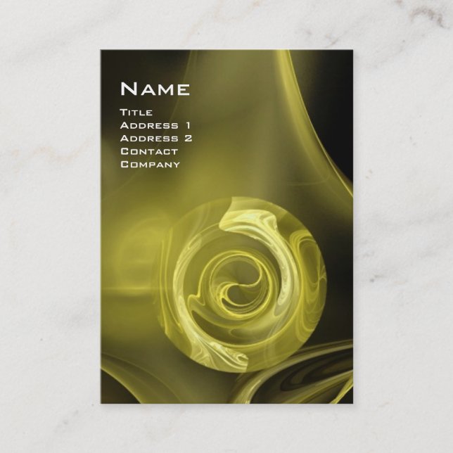 Tarjeta De Visita Rosa FRACTAL 4 MONOGRAM amarillo suave negro (Anverso)