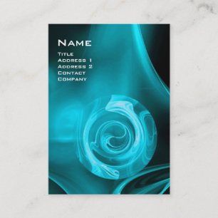 Tarjeta De Visita Rosa FRACTAL 4 MONOGRAM azul brillante blanco