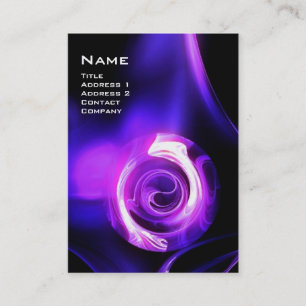 Tarjeta De Visita Rosa FRACTAL 4 MONOGRAMA azul violeta brillante
