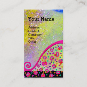 TARJETA DE VISITA ROSA FUCHSIA AMARILLO PURPLE ABSTRACTO DECO MONOGR