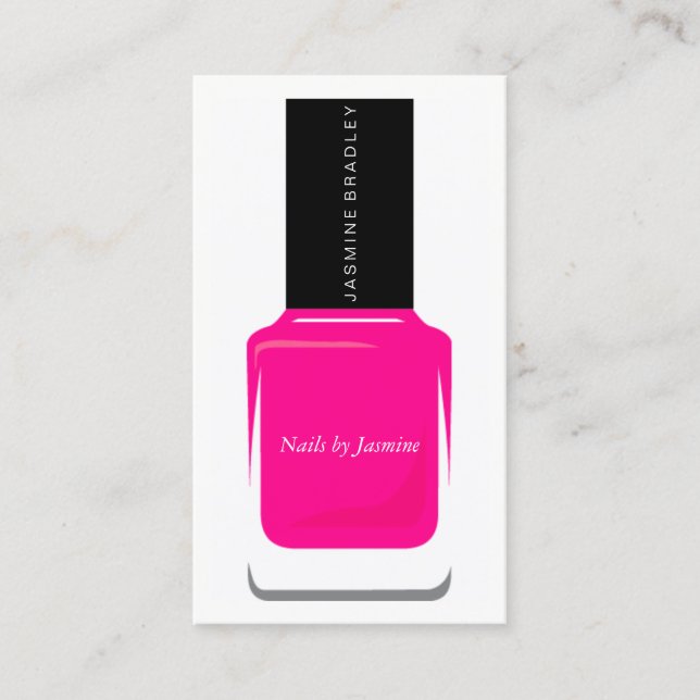 Tarjeta de visita - rosa fuerte del esmalte de (Anverso)