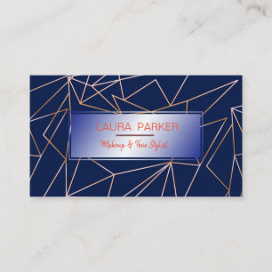 Tarjeta De Visita Rosa geométrico Gold Blue Professional Construcció