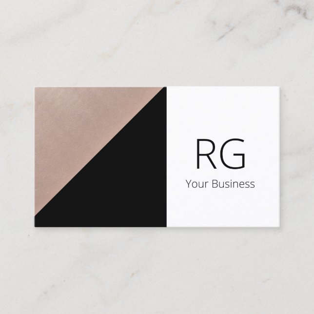 Tarjeta De Visita Rosa geométrico moderno oro y negro personalizado (Anverso)