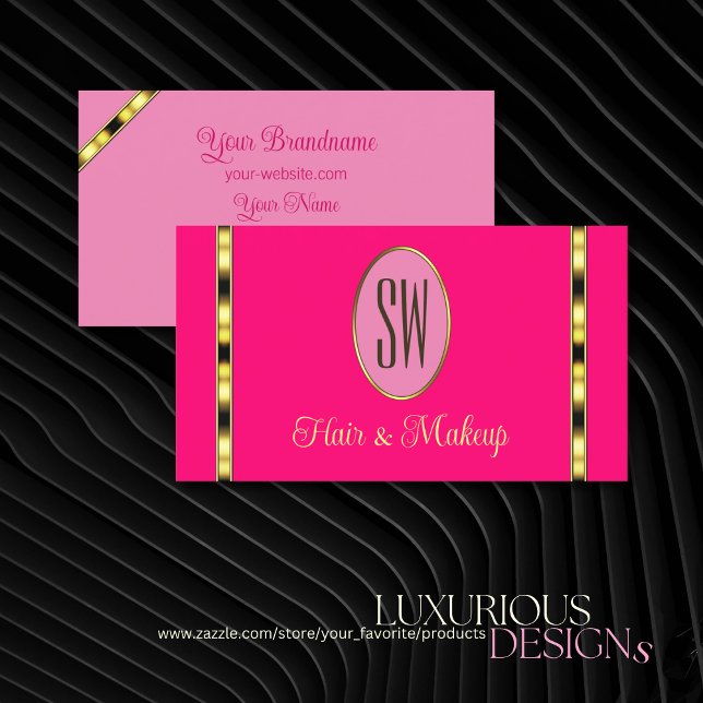 Tarjeta De Visita Rosa Girona con bandas de oro monograma profesiona (Subido por el creador)