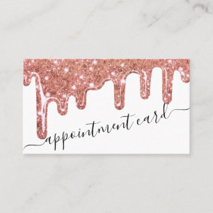 Tarjeta De Visita Rosa Gold Chunky Purpurina Thick Drips Nombramient