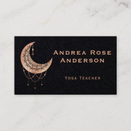 Tarjeta de visita Rosa Gold Crescent Moon Mandala
