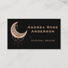 Tarjeta de visita Rosa Gold Crescent Moon Mandala
