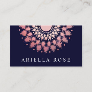Tarjeta De Visita Rosa Gold Floral Lotus Mandala 2