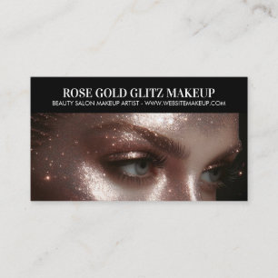 Tarjeta De Visita Rosa Gold Glitz Makeup Artist Photo Elegant Luxury