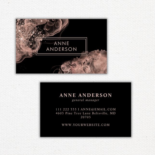 Tarjeta De Visita Rosa Gold Ink Modern Elegant Profesional (Subido por el creador)