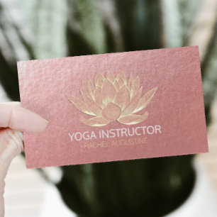 Tarjeta De Visita Rosa Gold Lotus Yoga Meditation Reiki Instructor
