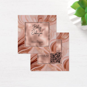 Tarjeta de visita Rosa Gold Marble y Purpurina