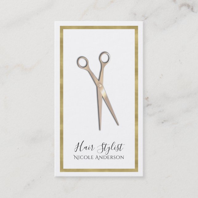 Tarjeta De Visita Rosa Gold Minimal Gold Border Hair Stylist (Anverso)