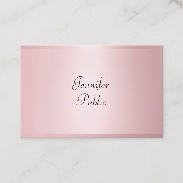 Tarjeta De Visita Rosa Gold Modern Caligraphy Profesional Elegante (Anverso)