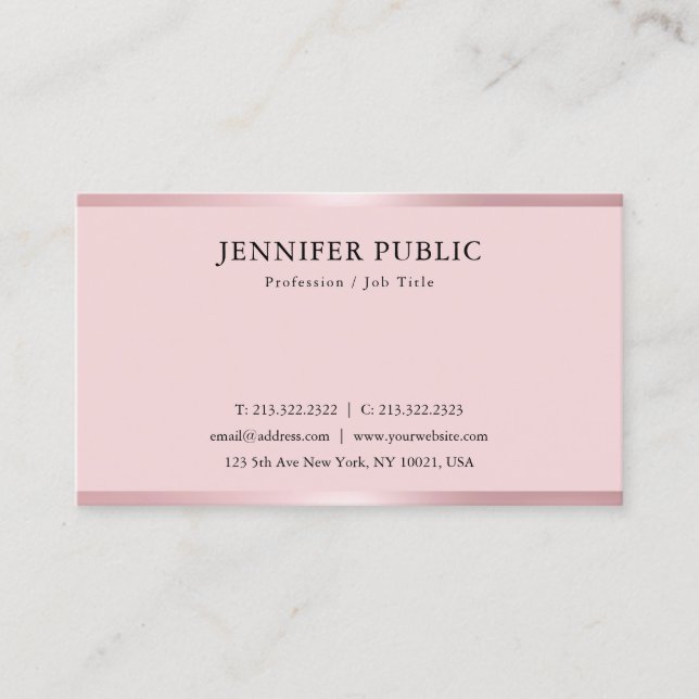 Tarjeta De Visita Rosa Gold Modern Elegant Template Profesional (Anverso)