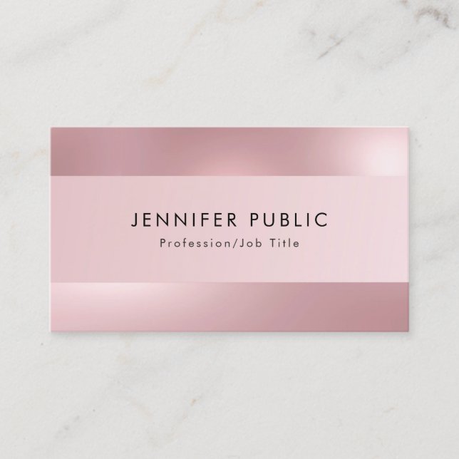 Tarjeta De Visita Rosa Gold Moderno Elegante Simple Profesional (Anverso)