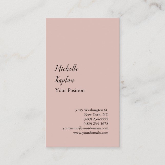 Tarjeta De Visita Rosa Gold Moderno Profesional Exclusivo (Anverso)