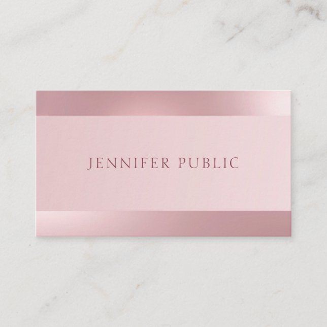 Tarjeta De Visita Rosa Gold Moderno y elegante plantilla glamorosa (Anverso)