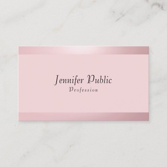Tarjeta De Visita Rosa Gold Moderno y Elegante Plantilla Simple (Anverso)