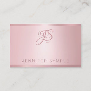 Tarjeta De Visita Rosa Gold Monogramed Simple Plantilla