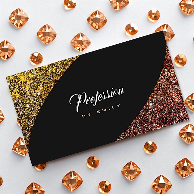Tarjeta De Visita Rosa Gold Ombre Purpurina Sparkle Glam Profesional (Subido por el creador)