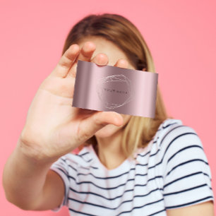 Tarjeta De Visita Rosa Gold Pearly Poligonal Frame Eggplant Mauve