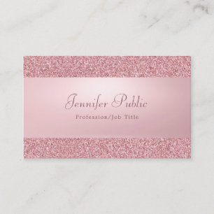 Tarjeta De Visita Rosa Gold Purpurina Elegant Nombre de script manua
