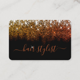 Tarjeta De Visita Rosa Gold Purpurina Spark Professional Hair Stylis