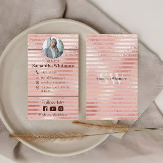 Tarjeta De Visita Rosa Gold Realtor Inmobiliaria Moderna