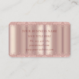 Tarjeta De Visita Rosa Gold Rubor Sparkle Drips - Elegante de lujo