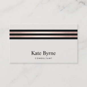 Tarjeta De Visita Rosa Gold Striped Moderno Profesional
