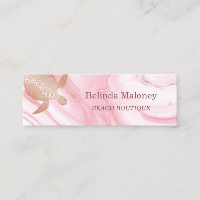 Tarjeta de visita Rosa Gold Turtle Pink Marble Bea (Anverso)