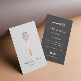 Tarjeta De Visita Rosa Gold Whisk | Panadería | Chef | Caterer