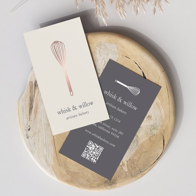 Tarjeta De Visita Rosa Gold Whisk | Panadería | Chef | Código QR de  (Subido por el creador)