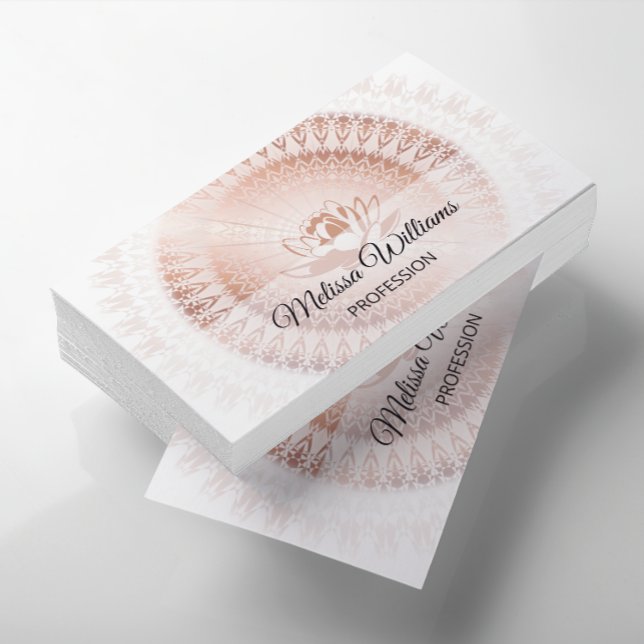 Tarjeta De Visita Rosa Gold White Lotus Mandala (Subido por el creador)