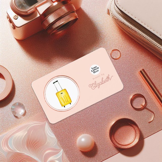 Tarjeta De Visita Rosa Gold y Rubor Pink Elegant Event Planner (Rose Gold and Blush Pink Elegant Event Planner Business Card)