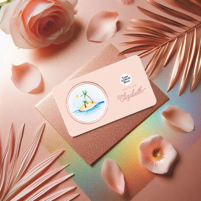 Tarjeta De Visita Rosa Gold y Rubor Pink Elegant Event Planner (Rose Gold and Blush Pink Elegant Event Planner Business Card)