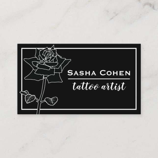 Tarjeta De Visita Rosa gótico negro Ilustracion floral (Anverso)