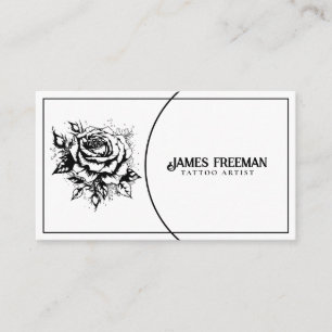 Tarjeta De Visita Rosa gótico oscuro artista de tatuajes blancos y n