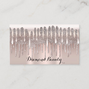 Tarjeta De Visita Rosa Helado Dorado Diamante Brillo Goteo Belleza