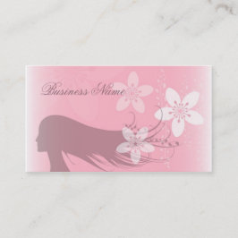Tarjeta De Visita Rosa hermoso de la silueta del chica