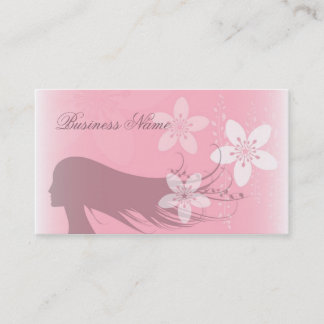 Tarjeta De Visita Rosa hermoso de la silueta del chica